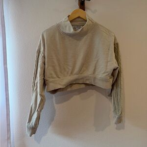 Urban Outfitters Beige Cropped Crewneck
